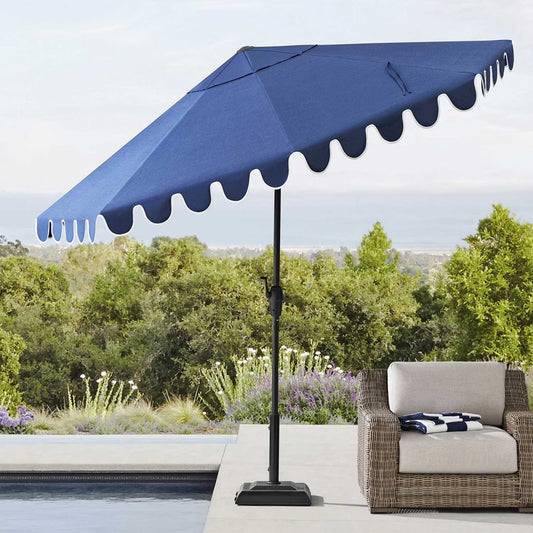 10' Scalloped Market Umbrella with Sunbrella Fabric