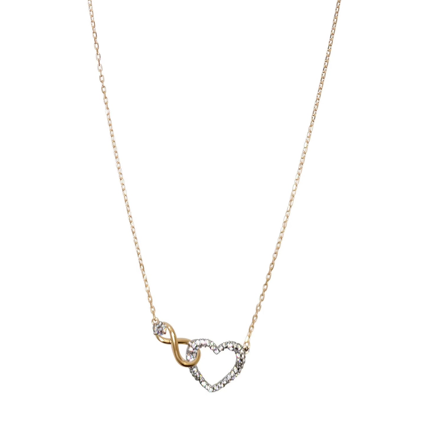 Round Cut White Crystal Infiniti & Heart Hyperbola Pendant Necklace