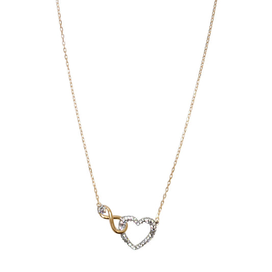 Round Cut White Crystal Infiniti & Heart Hyperbola Pendant Necklace