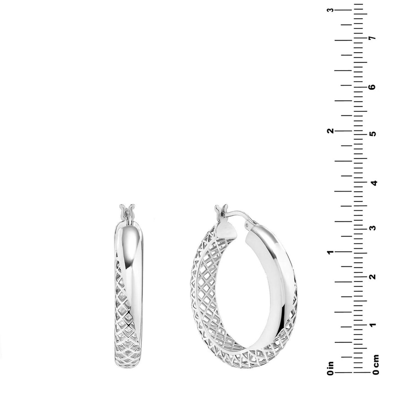 Hoop Earring and Bangle Bracelet Set in Sterling Silver