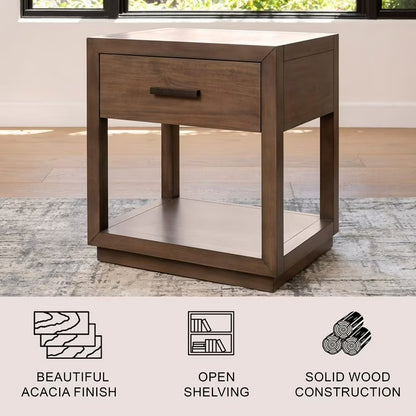 Marlow Solid Wood 1-Drawer End Table, Natural