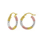 Diamond Cut Hoop Earrings in 14K Tri-Gold