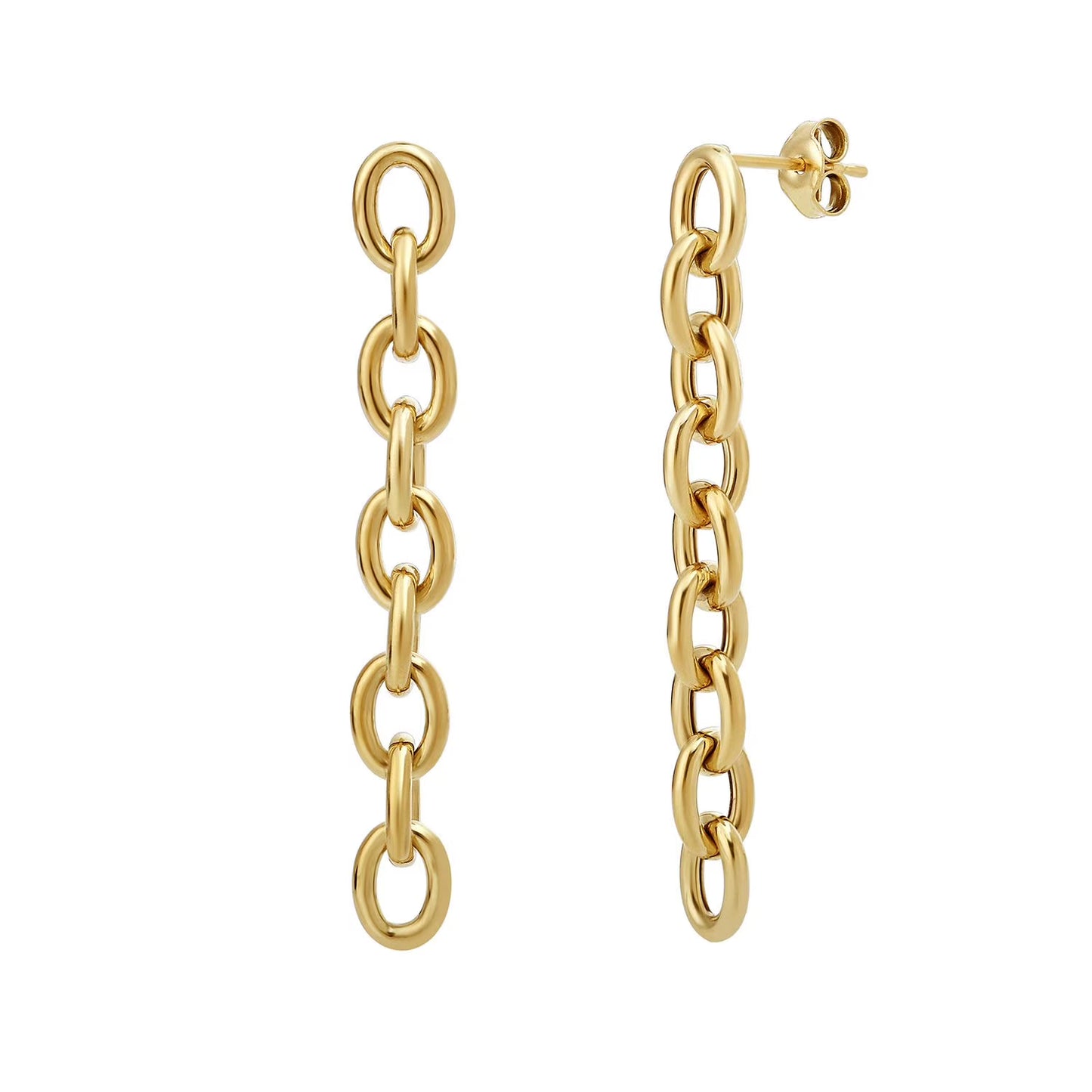Rolo Dangling Earrings in 14K Gold