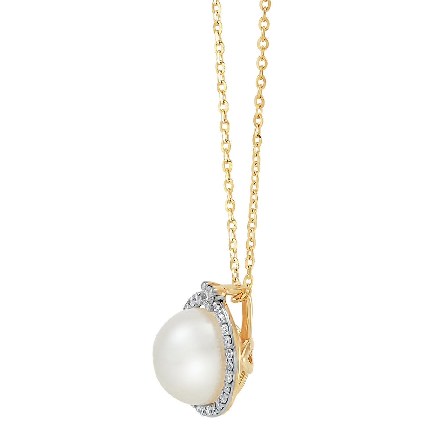 Freshwater Cultured Pearl Pendant with 0.11 CT. T.W. Diamonds in 14K Gold