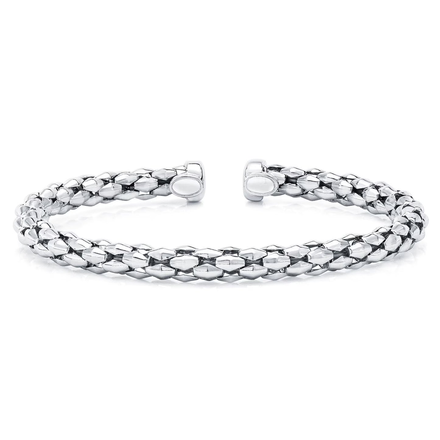 Mosaic Chain Bangle Bracelet Set in Sterling Silver & 18K Gold Plated