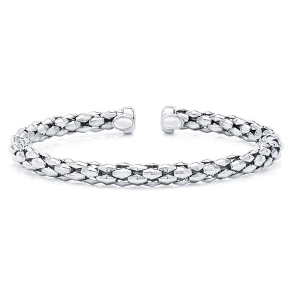 Mosaic Chain Bangle Bracelet Set in Sterling Silver & 18K Gold Plated