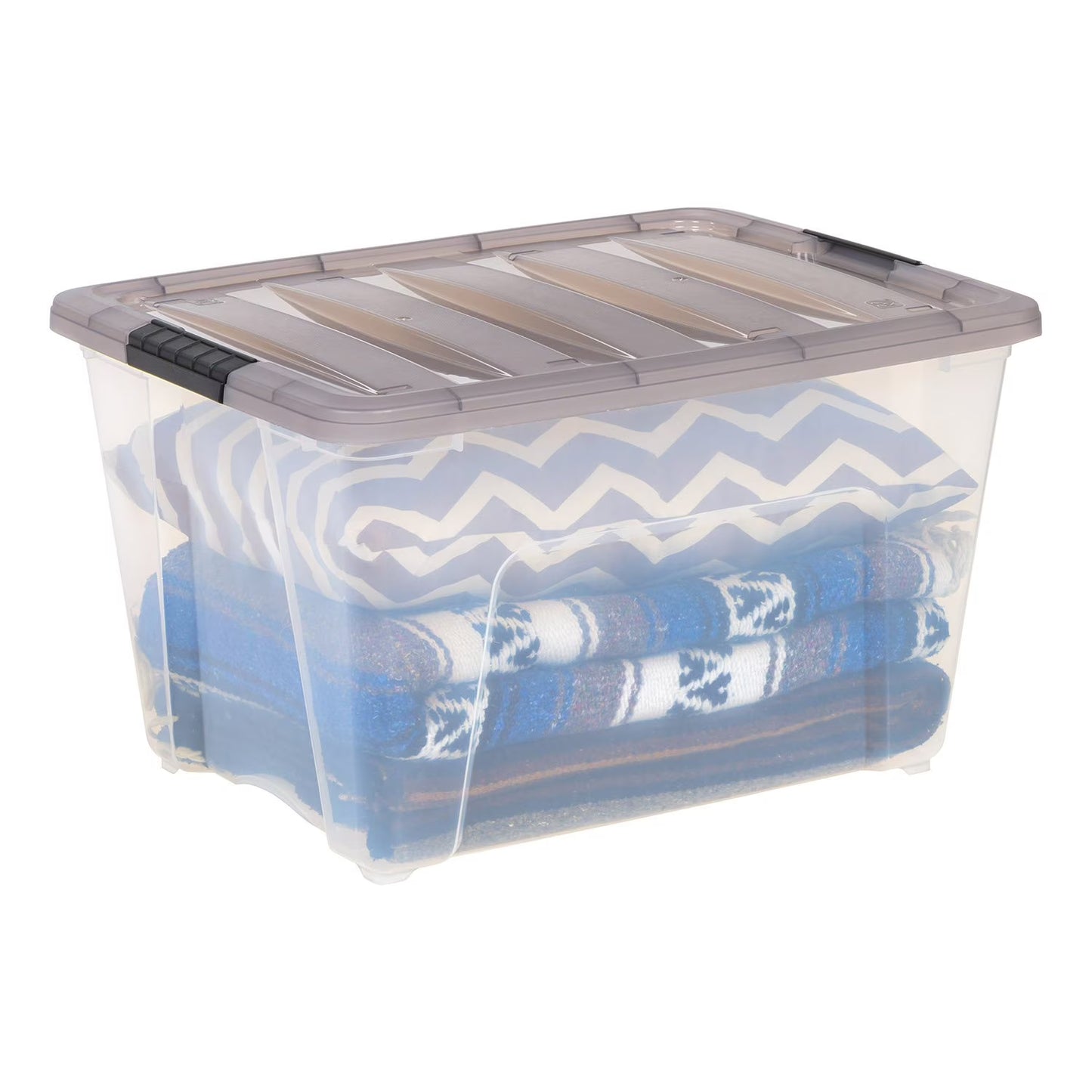 Stack & Pull 53 Quart Clear Plastic Storage Boxes with Buckles