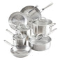 3 Ply Base Stainless Steel 11 Piece Cookware Set, Brushed Stainless Steel