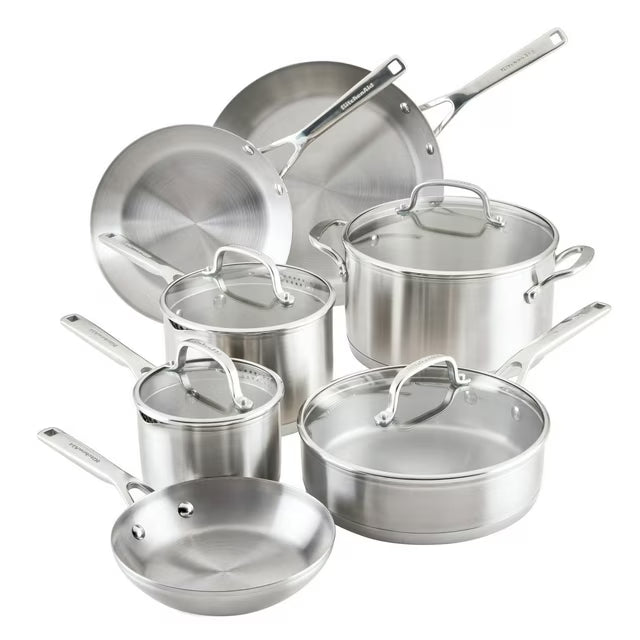 3-Ply Base Stainless Steel 11-Piece Cookware Set