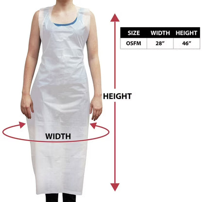 Disposable Waterproof Poly Aprons, White 100 ct.