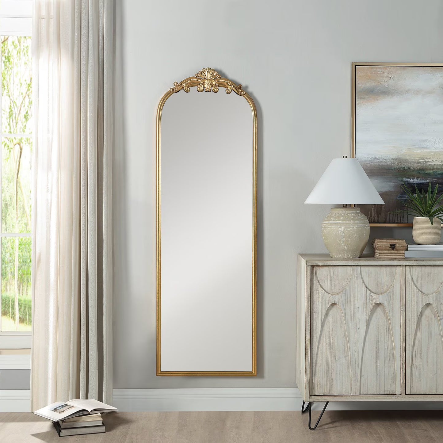 Filigree Easel Full Length Mirror, Gold