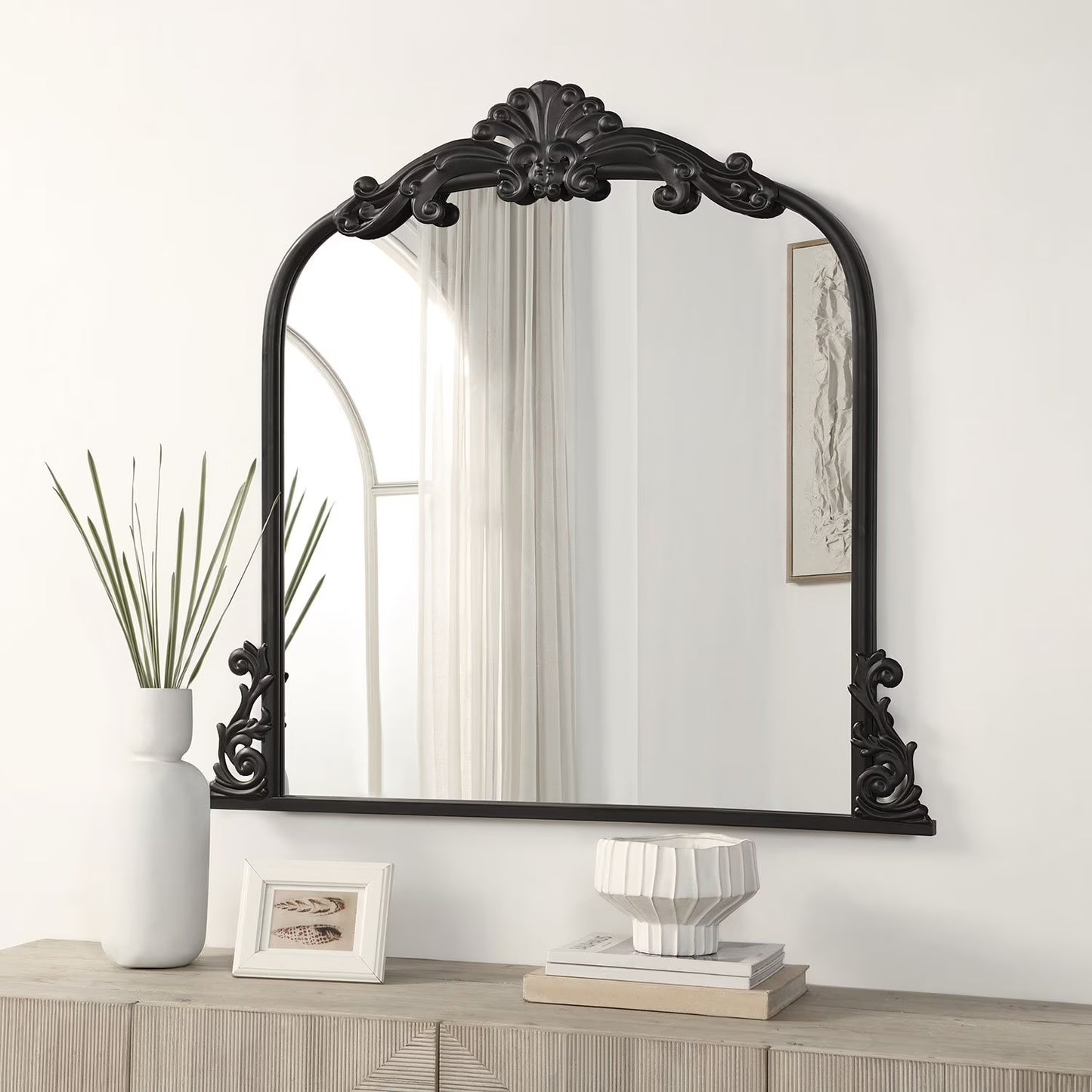 Filigree Wall Mirror, Black
