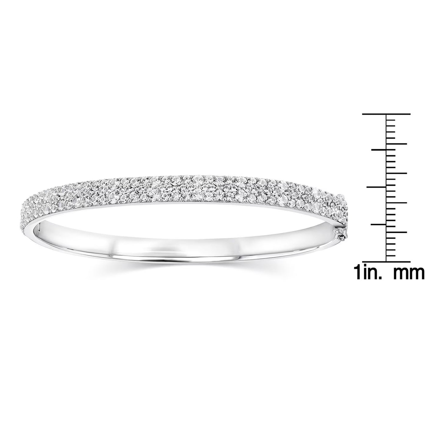White Sapphire Oval Bangle Bracelet in Sterling Silver