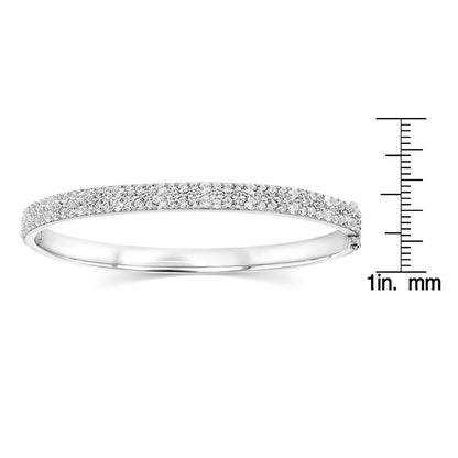 White Sapphire Oval Bangle Bracelet in Sterling Silver