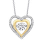 White Sapphire & Diamond Heart Dancing Pendant Necklace