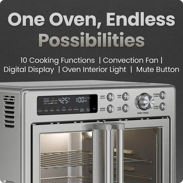 10-in-1 Stainless Steel French Door Toaster Oven Air Fryer