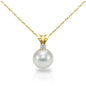 8-8.5 mm Akoya Pearl with .05 ct Diamond Pendant Rope Chain Necklace in 14K Gold