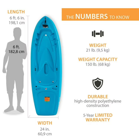 6'6" Youth Sit-On-Top Kayak, Paddle Included