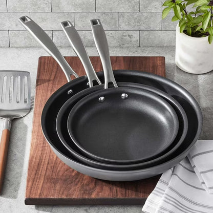 3-Piece Hard Anodized Fry Pan Set
