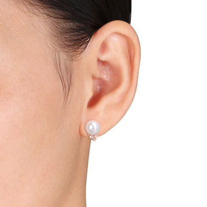 South Sea Cultured Pearl & Pear-Cut Morganite Stud Earrings in 14K Gold