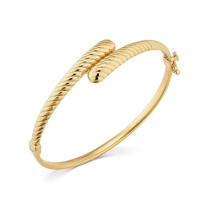 Twist Bypass Bangle Bracelet in 14K Gold