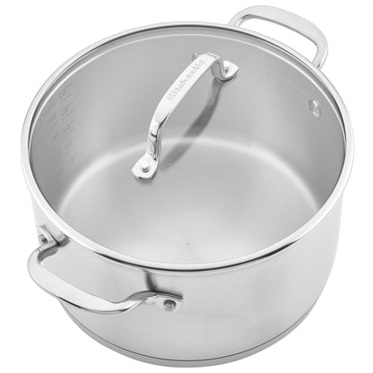 3 Ply Base Stainless Steel 11 Piece Cookware Set, Brushed Stainless Steel