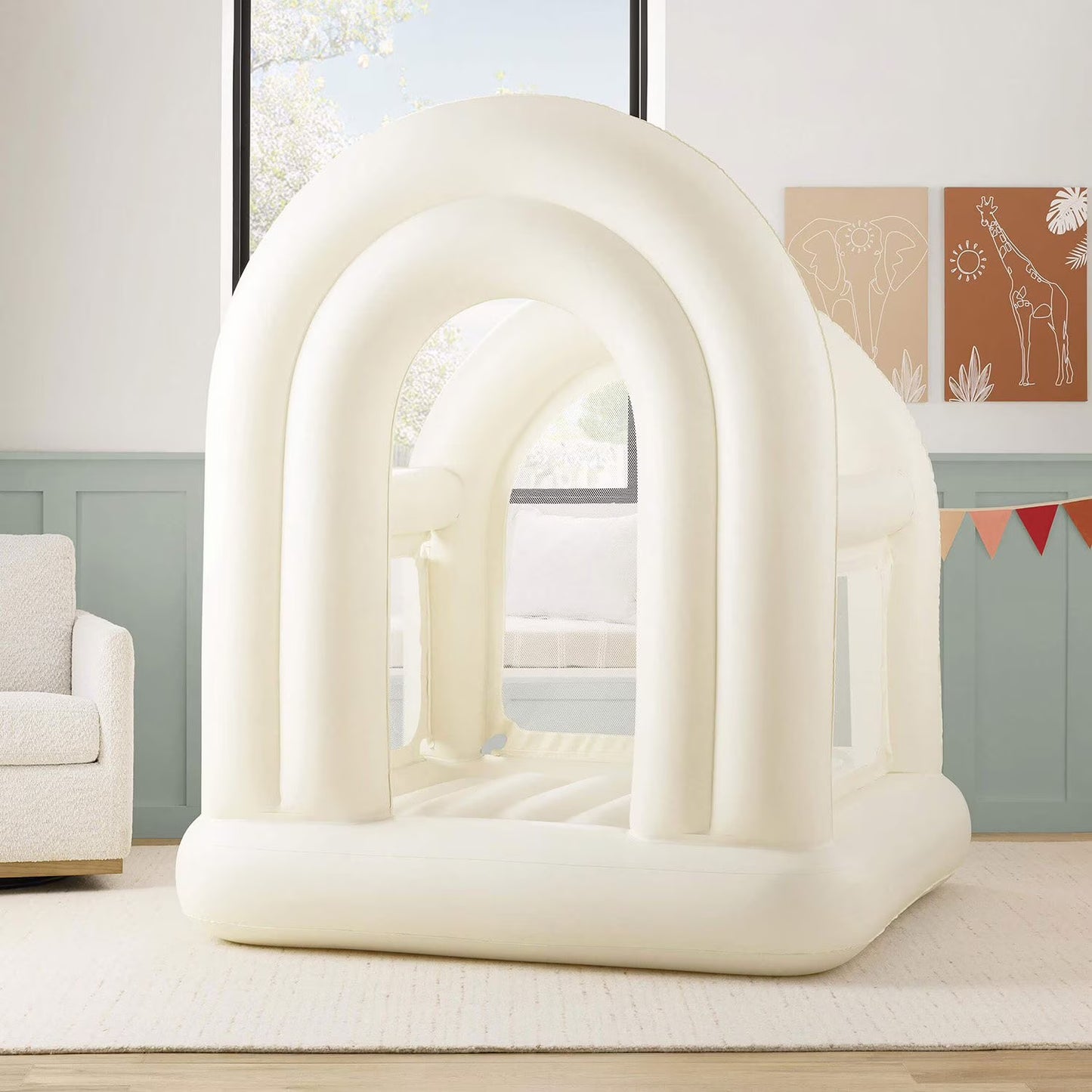 Cream Indoor Double Arch Bounce House