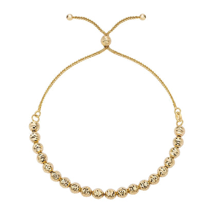 Diamond Cut Bead Bolo Bracelet in 14K Gold