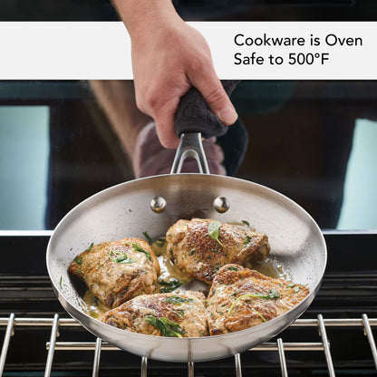 3-Ply Base Stainless Steel Cookware Induction 2-Piece Fry Pans Set