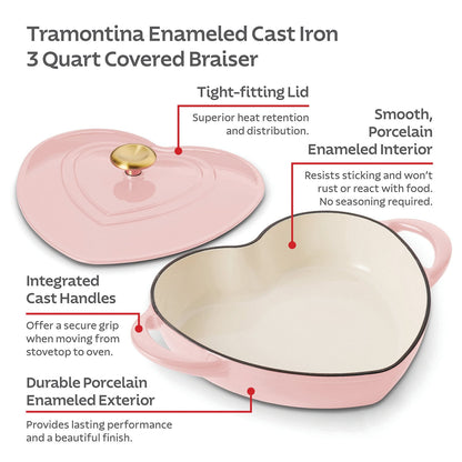 Tramontina 3-Quart Heart Shape Enameled Cast Iron Dutch Oven