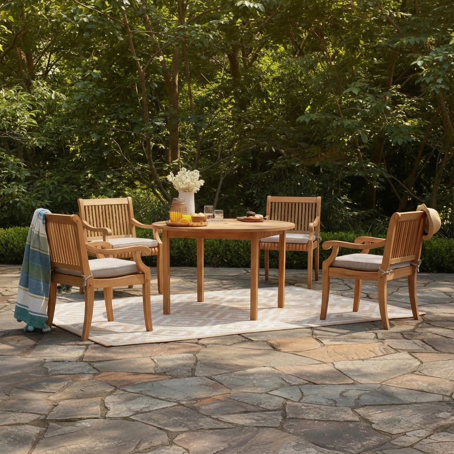 Mosko Teak Outdoor Dining Patio Set, 5pc