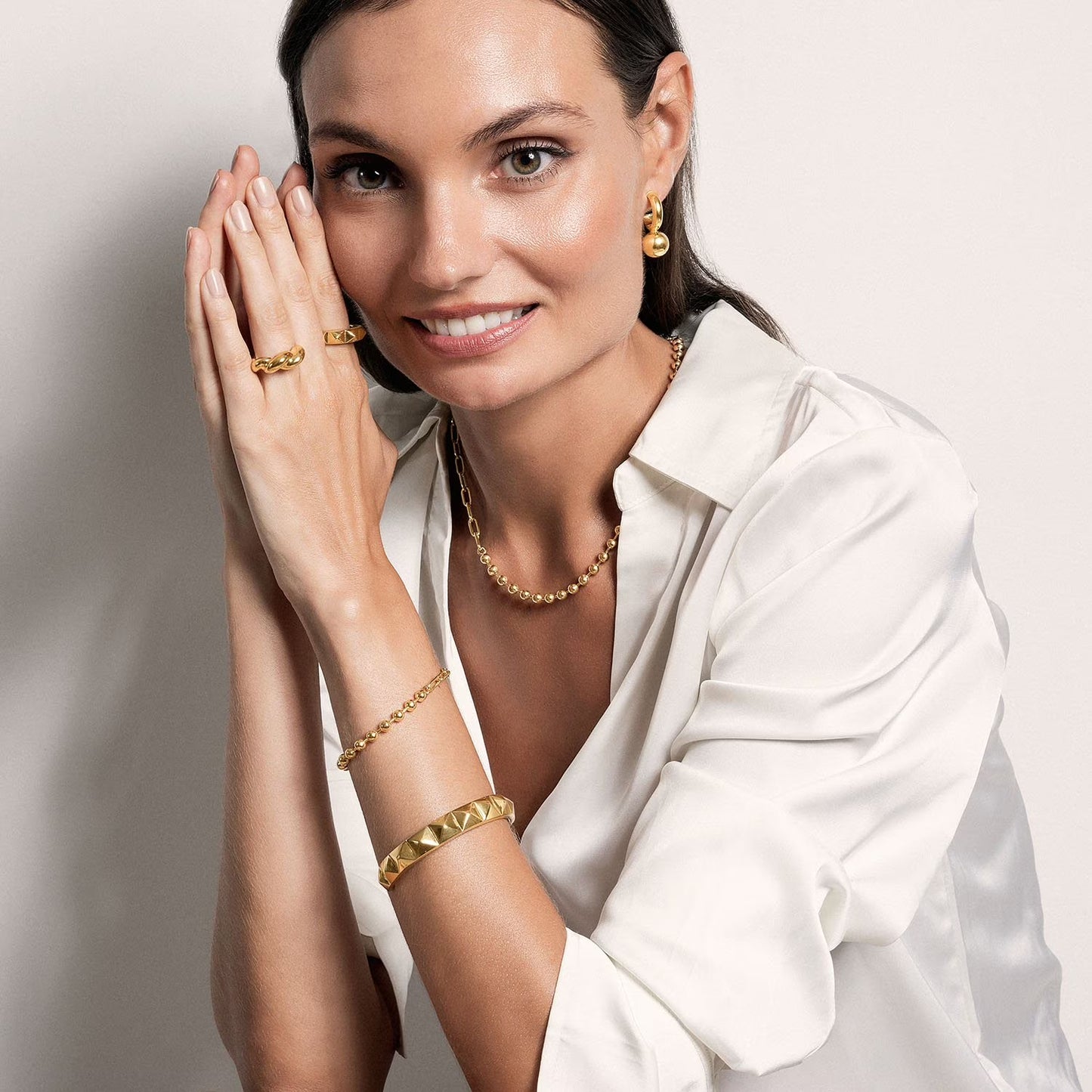 Ball & Paperclip Chain Bracelet in 18K Gold Vermeil