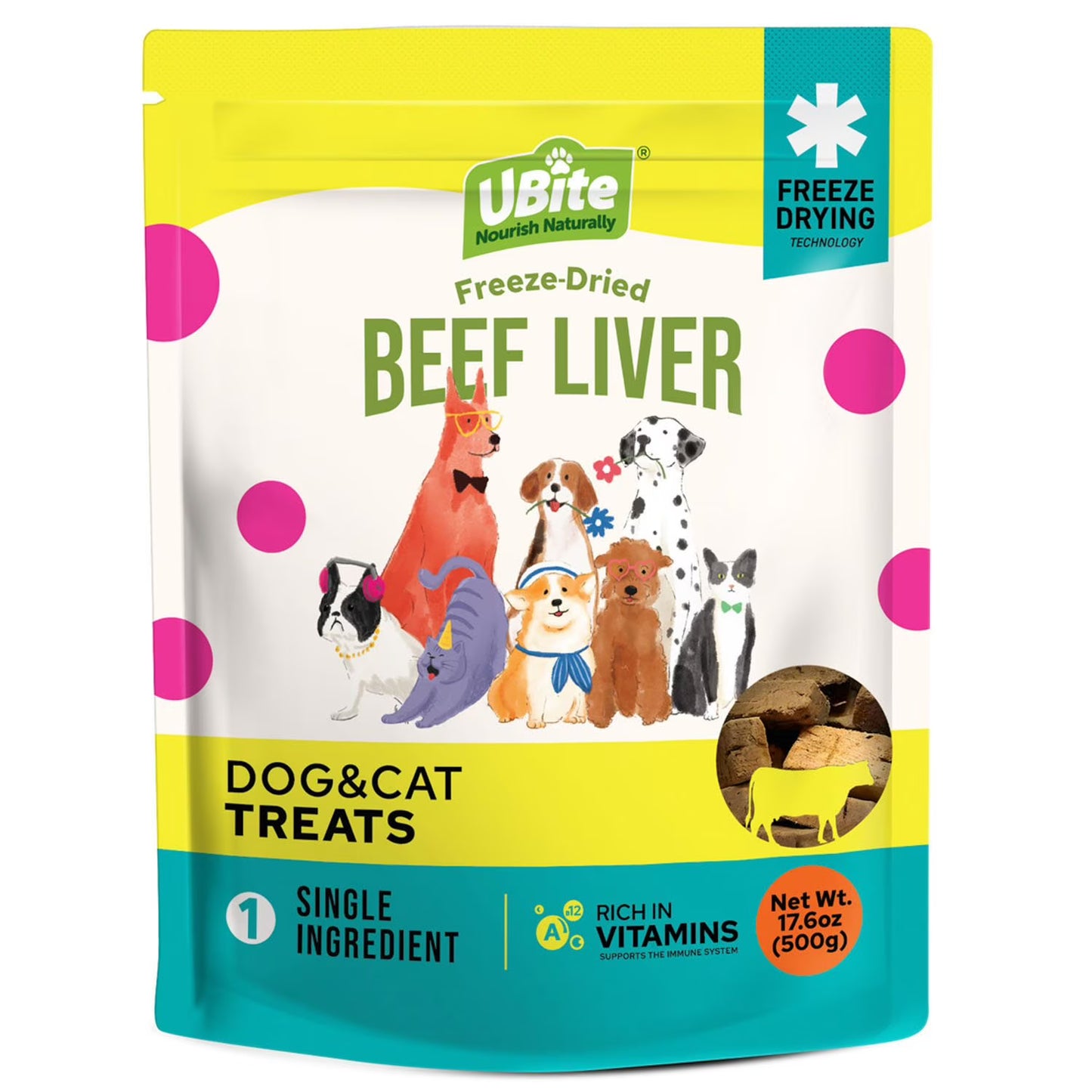 Raw Bits Freeze-Dried Beef Liver Dog + Cat Treats, 17 oz.