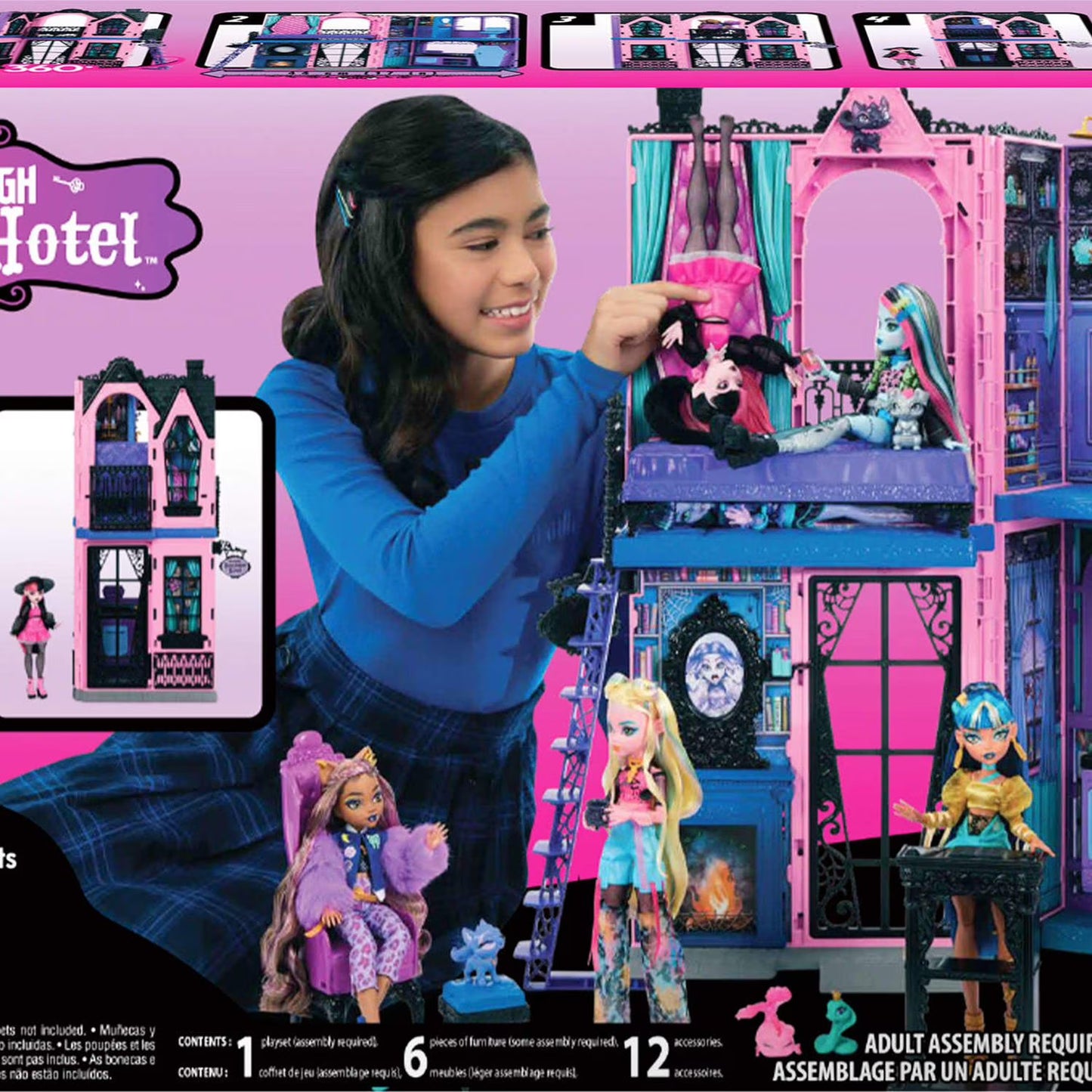 Boo-tique Hotel Doll House with 13+ Accessories