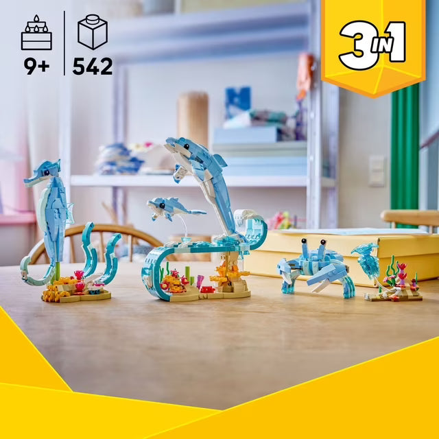 LEGO Creator 3 in 1 Sea Animals: Beautiful Dolphins Building Set, 542 pc.