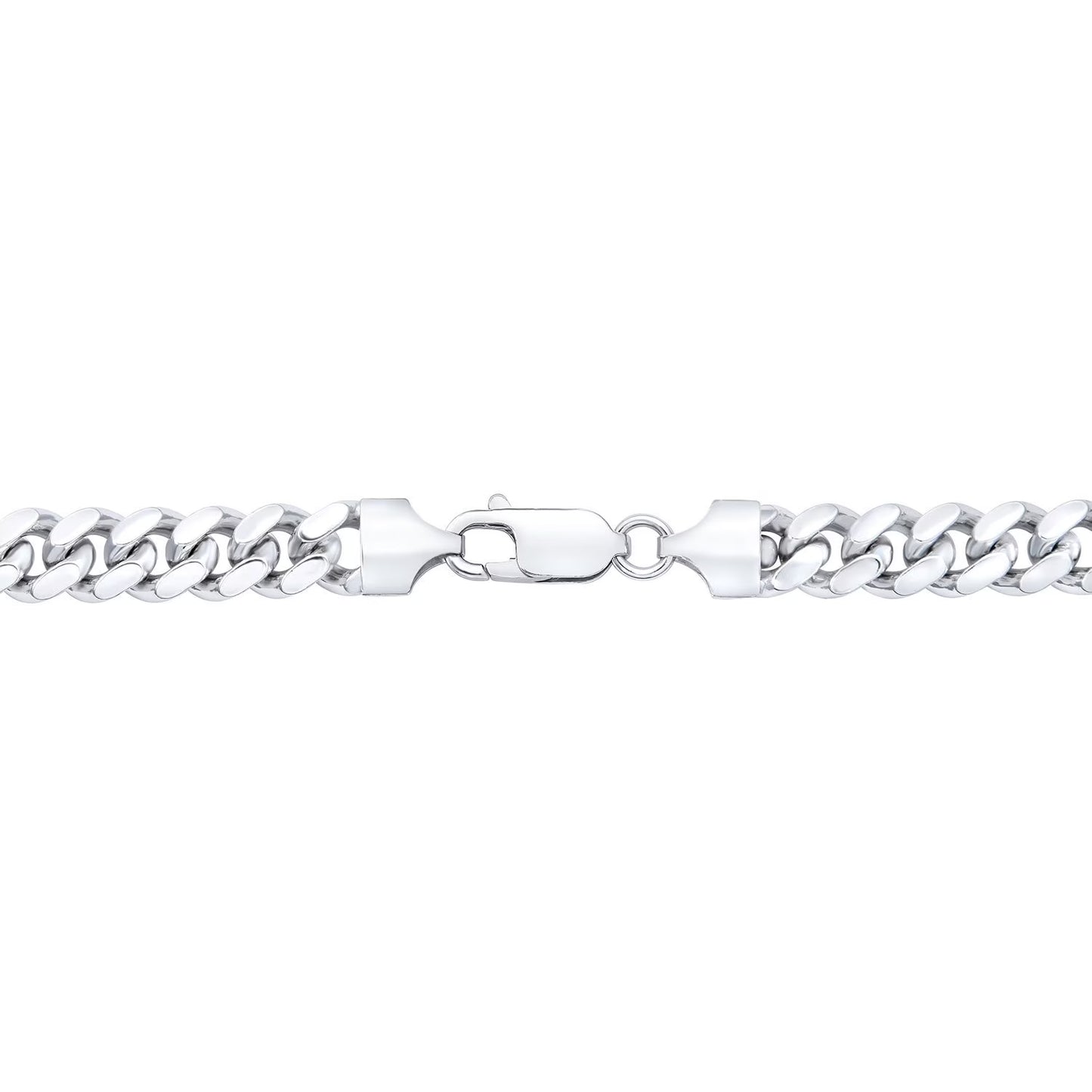 Polished Miami Cuban Chain Bracelet in Sterling Silver, 7mm