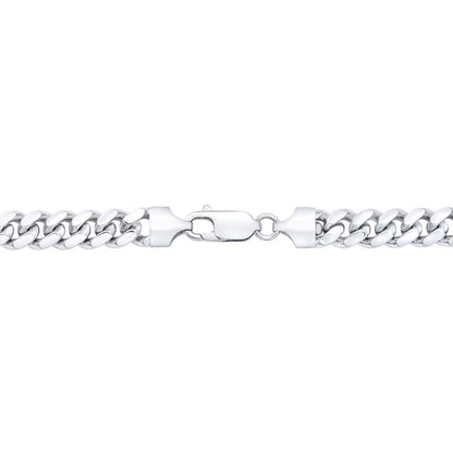Polished Miami Cuban Chain Bracelet in Sterling Silver, 7mm