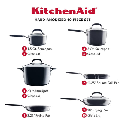 10-Piece Hard Anodized Nonstick Cookware Pots