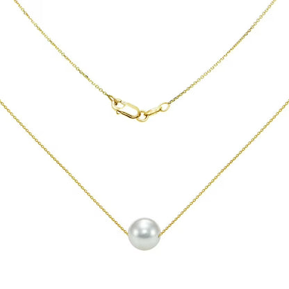 8-9MM Akoya Pearl 18" Swivel Pendant in 14K Gold