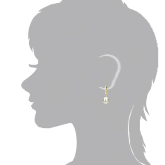 7-8mm Freshwater Pearl Diamond Cut Leveback Earrings in 14K Gold