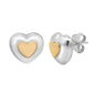 High Polish Puffy Heart Earrings in Sterling Silver & 14K Gold
