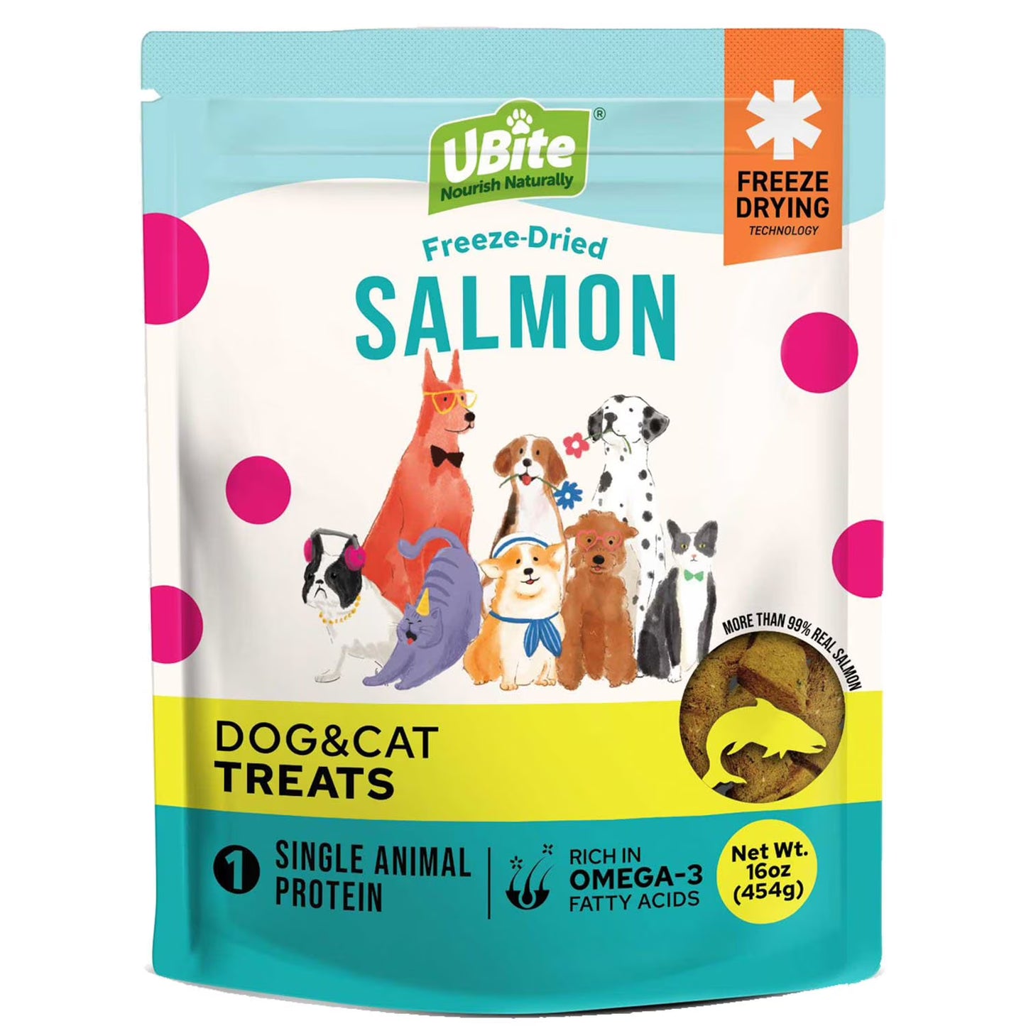 Adult Dog and Cat Salmon Freeze Dried Treats, 16 oz.