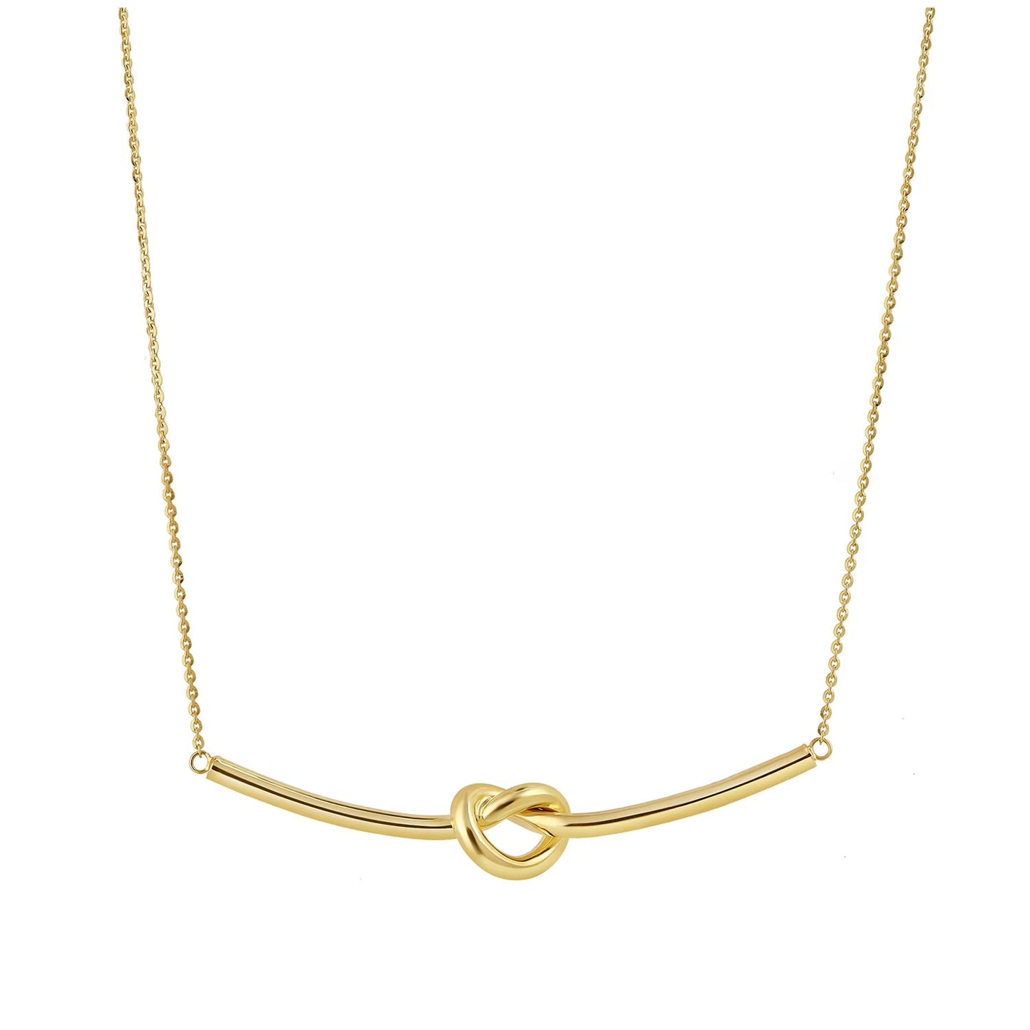 Bar Knot Tube Necklace in 14K Yellow Gold