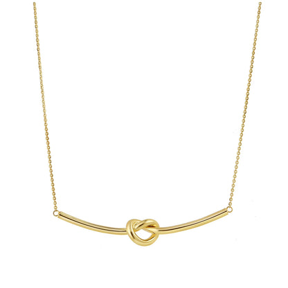 Bar Knot Tube Necklace in 14K Yellow Gold