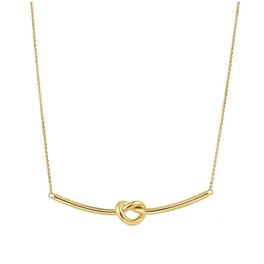 Bar Knot Tube Necklace in 14K Yellow Gold