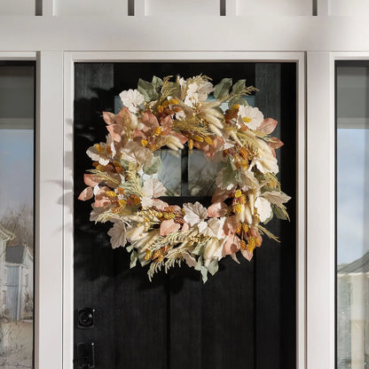 Harvest Wreath with Natural Cattails