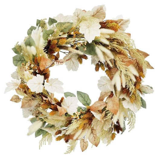 Harvest Wreath with Natural Cattails