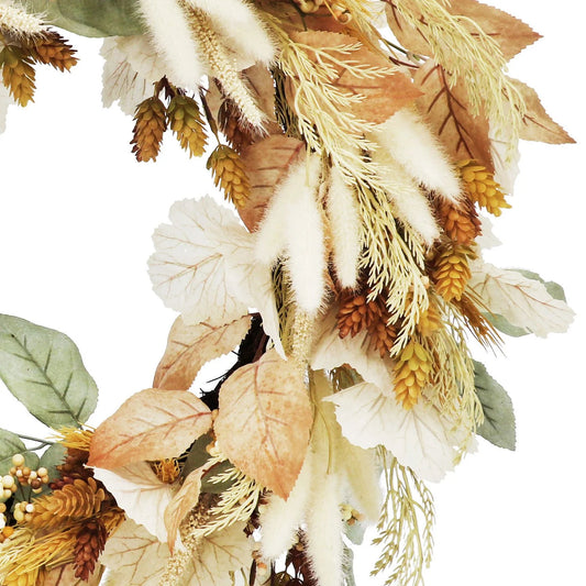 Harvest Wreath with Natural Cattails