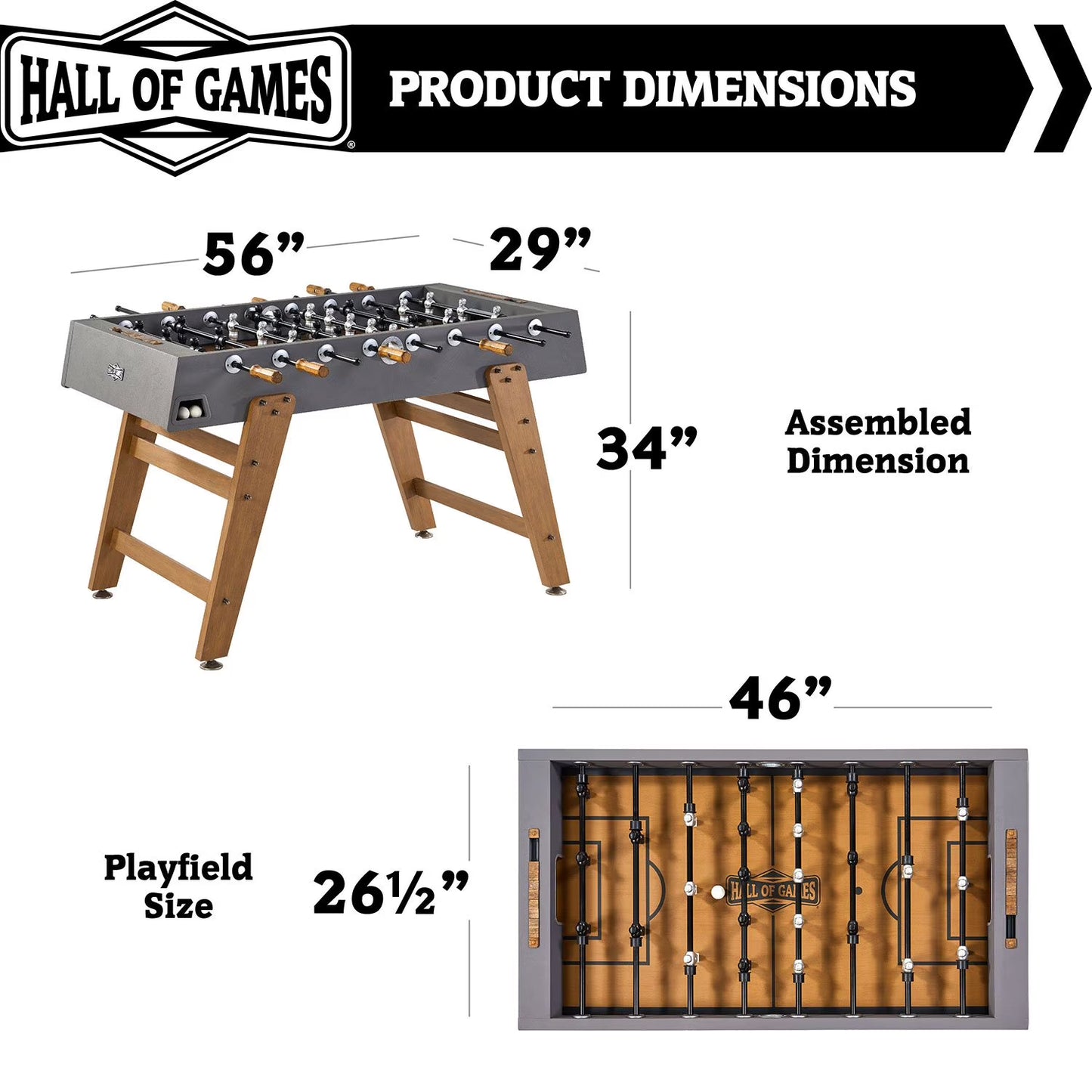 Foosball Table with Bonus Dartboard - Hall of Games Kinwood 56"
