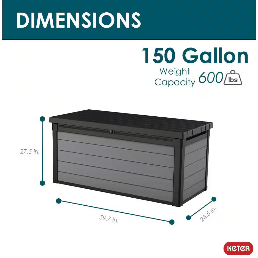 150 Gal. Resin Large Durable Grey Deck Box